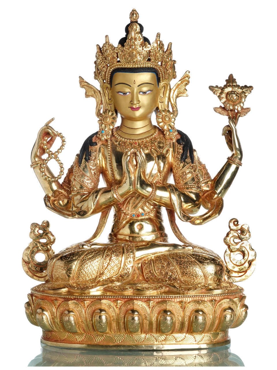vollfeuervergoldet Buddha Statue 34 Chenresig cm Avalokiteshvara -